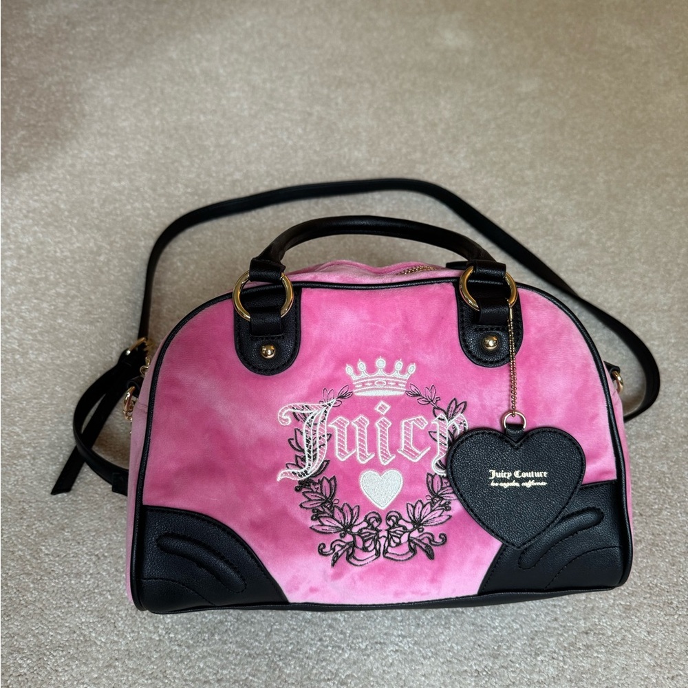 Juicy couture heritage bowler bag hot pink and black